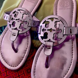 TORY BURCH miller sandals metallic purple LIMITED EDITION
